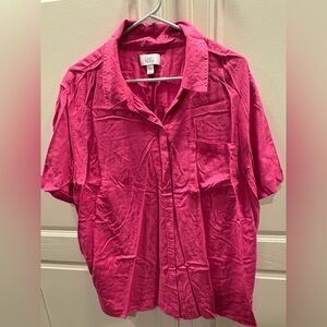 Croft & Barrow Pink Button Down Long Sleeve Top Sz 2XL